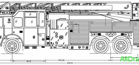 Seagrave Aerial 100 (2006) (Пожарная машина с выдвижной лестницей) чертежи (рисунки) грузовика